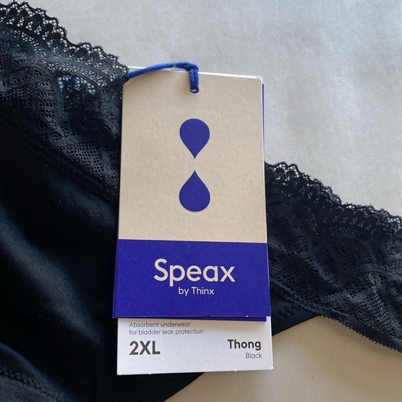 NWT Speax By Thinx Black Thong Absorbent Underwear Womens 2X Leaks & Periods - Picture 3 of 15